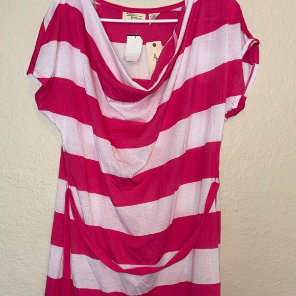 Womans pink/white short sleeve blouse shirt top size XL NWT - Picture 1 of 6